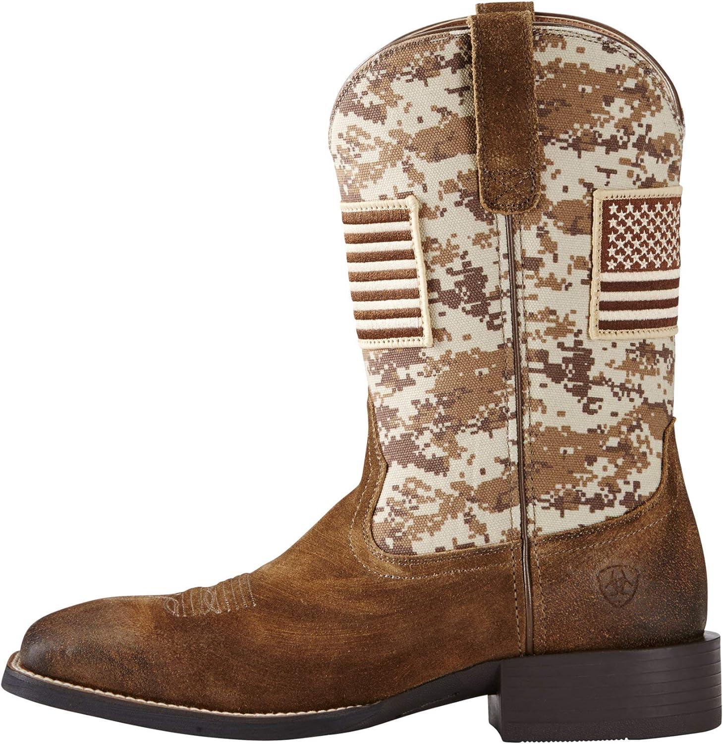 imageAriat Mens Sport Patriot Western BootAntique Mocha SuedeSand Camo Print