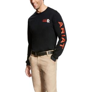 imageAriat Mens Flame Resistant Logo TShirtBlackRed