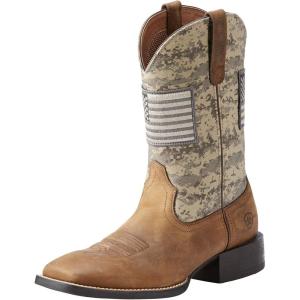 imageAriat Mens Sport Patriot Western BootDistressed BrownSage Camo Print