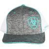 imageARIAT Mens Cap Heather Grey Turquoise Logo White Mesh Flex Fit 110 Adjustable Snapback