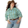 imageARIAT Womens Fr Classen Retro Fit Snap Work ShirtBreeze Plaid