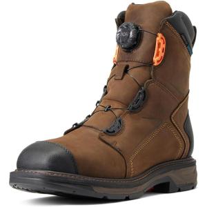 imageARIAT Mens Workhog Xt 8quot Boa Waterproof Carbon Toe Work BootChocolate Brown