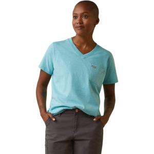 imageARIAT Womens Rebar Cotton Strong VNeck TopBachelor Button Heather