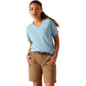 imageARIAT Womens Rebar Cotton Strong Vneck TopNorse Blue Heather