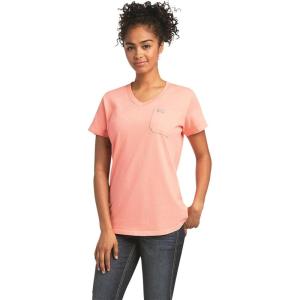 imageARIAT Womens Rebar Cotton Strong Vneck TopOrange