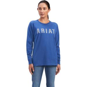 imageAriat Womens Rebar Cotton Strong Block TShirtTrue Navy Alloy