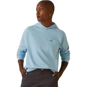 imageAriat Womens Rebar Cotton Strong Hooded TShirtClear Sky