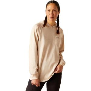 imageAriat Womens Rebar Cotton Strong Hooded TShirtOatmeal Heather