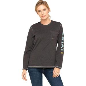 imageARIAT Womens Rebar Workman Logo TShirtCharcoal Heather