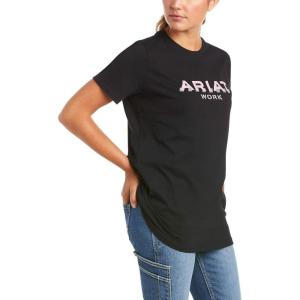 imageARIAT Womens Wms Rebar Cotton Strong Logo Ss Tshrt HNavy