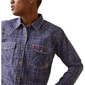 imageAriat Womens FR Middleton Snap Work ShirtColony Blue Plaid
