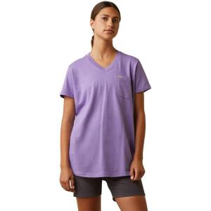 imageAriat Womens Rebar Cotton Strong American Flag Graphic TShirtPaisley Purple