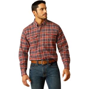 imageAriat Mens Rebar Flannel DuraStretch Work ShirtBurnt Henna