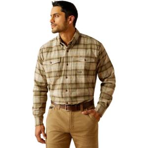 imageAriat Mens Rebar Flannel DuraStretch Work ShirtDeep Lichen
