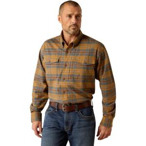 imageAriat Mens Rebar Flannel DuraStretch Work ShirtGolden Brown