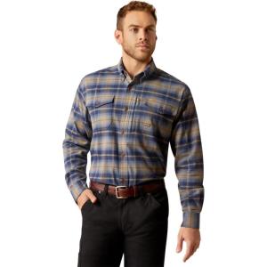 imageAriat Mens Rebar Flannel DuraStretch Work ShirtNavy  Khaki