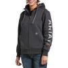 imageARIAT Womens Rebar Allweather Full Zip Hoodie Sweatshirt Charcoal Heather XLarge US