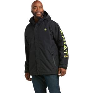 imageARIAT Mens Rebar Stormshell Logo Waterproof JacketBlackLime