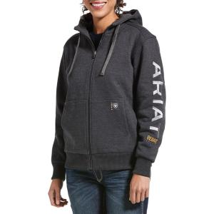 imageARIAT Womens Rebar Allweather Full Zip Hoodie Sweatshirt Charcoal Heather XLarge US