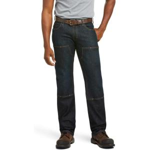 imageAriat Mens Rebar M5 Straight DuraStretch Basic Double Front Stackable Straight Leg JeanBlackstone