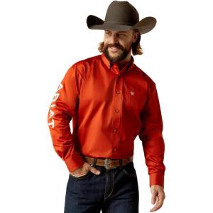 imageARIAT Mens Ariat Black Team Logo Classic FitDark OrangeWhite