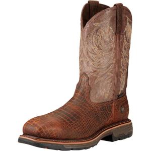 imageAriat Mens WorkHog Wide Square Toe Waterproof Composite Toe Work BootBrown Croco Print