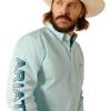 imageARIAT Mens Team Logo Twill Fitted ShirtLight Aqua