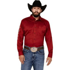imageARIAT Mens Team Logo Twill Fitted ShirtCranberry Crimson