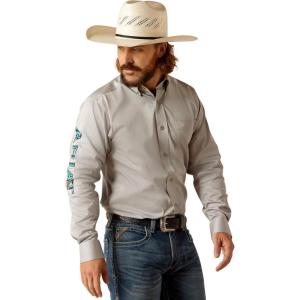 imageARIAT Mens Team Logo Twill Fitted ShirtLight Gray