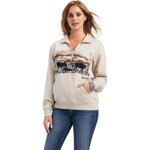 imageARIAT Womens Real Scenic 12 Zip SweatshirtWheat Heather