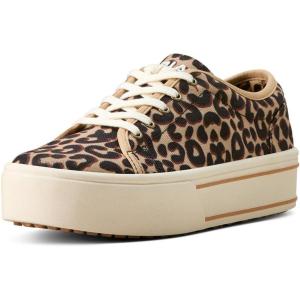 imageARIAT Womens Skylar Floral Embossed Lace Up Sneakers Shoes Casual  BrownGraphic Leopard