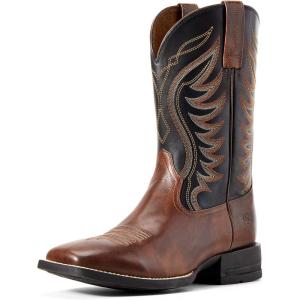 imageAriat Mens Amos Western BootHand Stained RedbrownBlack