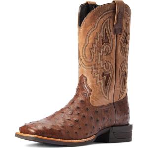 imageAriat Mens Dagger Cowboy BootDark Tabac Full Quill Ostrich