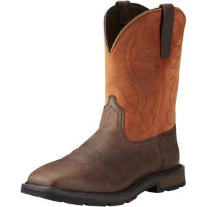 imageAriat Mens Groundbreaker Wide Square Toe Steel Toe Work BootBrownAmber