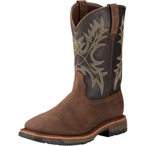 imageAriat Mens WorkHog Wide Square Toe Waterproof Work BootBruin BrownCoffee