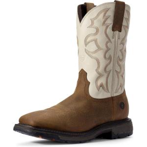 imageAriat Mens WorkHog Wide Square Toe Waterproof Work BootRye BrownCream
