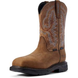 imageAriat Mens WorkHog XT Wide Square Toe Waterproof Carbon Toe Work BootDistressed BrownBravo Brown