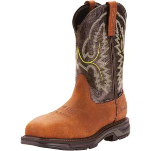 imageAriat Mens WorkHog XT Wide Square Toe Waterproof Carbon Toe Work BootTumbled BarkDark Forest