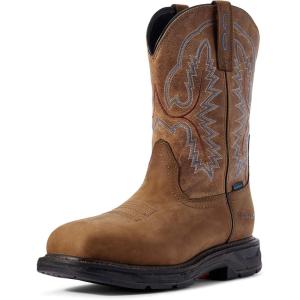 imageAriat Mens WorkHog XT Wide Square Toe Waterproof Work BootDistressed BrownBravo Brown