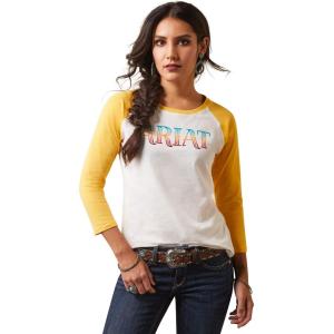 imageAriat Female Serape Stripe TShirt Coconut MilkYolk Yellow 3X