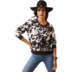 imageARIAT Womens Real Hide Crew SweatshirtBlack and White