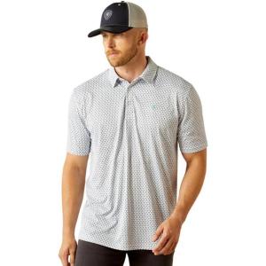 imageARIAT Mens All Over Print PoloWhite