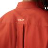 imageARIAT Mens Team Blue Logo Long Sleeve Button Down ShirtDark RedKhaki