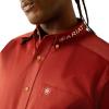 imageARIAT Mens Team Blue Logo Long Sleeve Button Down ShirtDark RedKhaki