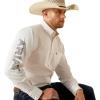 imageARIAT Mens Team Blue Logo Long Sleeve Button Down ShirtWhiteKhaki