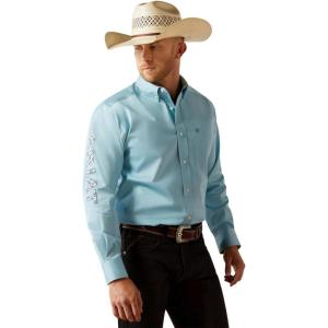 imageARIAT Mens Team Blue Logo Long Sleeve Button Down ShirtLight BlueBlue