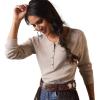 imageAriat Female Pointelle Henley Top Oatmeal Heather 3X