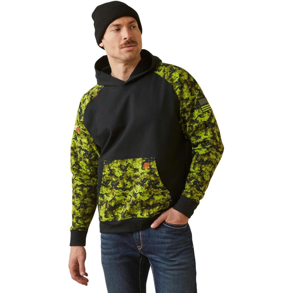 imageAriat Mens REBAR Canvas Softshell VestBlackLime Camo