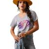 imageARIAT Womens Rainbow Logo TShirt Charcoal HeatherStone Heather