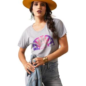 imageARIAT Womens Rainbow Logo TShirt Charcoal HeatherGrey